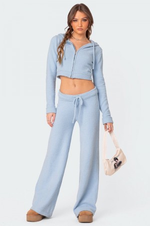Edikted Plush Super Soft Knit Pants Light-blue | USA MV766386X7