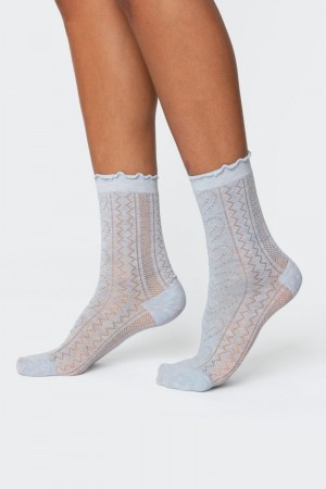 Edikted Pointelle Socks Blue | USA KW284138B2