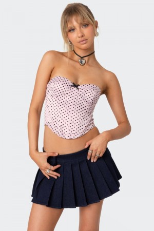 Edikted Polka Dot Satin Corset Light Pink | USA CH893639M8
