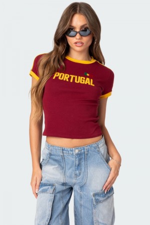 Edikted Portugal T-Shirt Graphic Tops Blue | USA BT221422P0