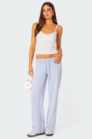 Edikted Quinn Straight Leg Sweatpants Pants Light Blue | USA OP277587Y2