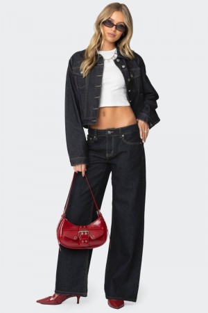 Edikted Raelynn Washed Low Rise Jeans Black Washed | USA SL914341C0