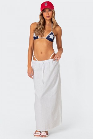 Edikted Rayla Linen Look Maxi Skirts White | USA PO576377J7