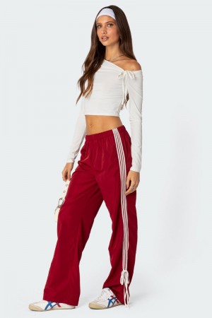 Edikted Remy Ribbon Track Pants Navy | USA CL339623H7
