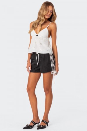 Edikted Remy Ribbon Track Shorts Black | USA YP505960T8