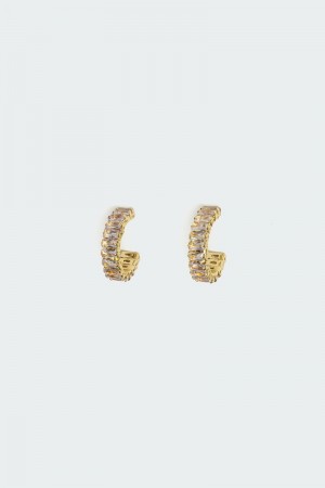 Edikted Rhinestone Hoop Stud Earrings Gold | USA IQ902300C9