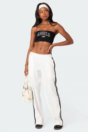 Edikted Robyn Track Sweatpants Dark Gray | USA KA089358Q7