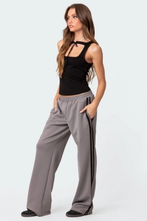 Edikted Robyn Track Sweatpants Dark Gray | USA EJ475437Y3