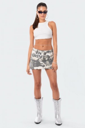 Edikted Rock Washed Denim Skirts Gray | USA LX192059D2