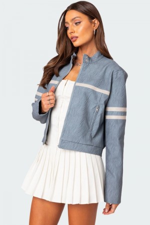 Edikted Rockstar Oversized Faux Leather Jackets Black And White | USA CQ285028Z5
