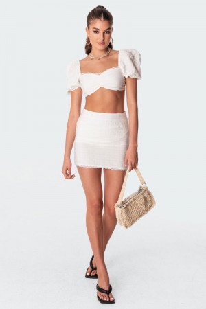 Edikted Romy Linen Look Mini Skirts White | USA YA130883R1