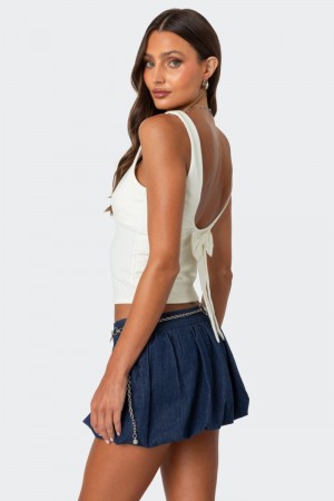 Edikted Ronda Bow Back Tank Top Light Blue | USA OB276047Y3