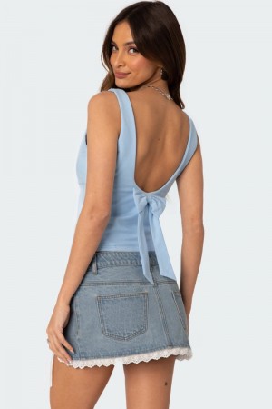 Edikted Ronda Bow Back Tank Top Light Blue | USA XW110151L6