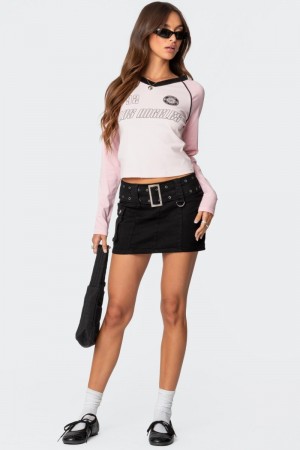 Edikted Roux Belted Mini Skirts Black | USA YT555845H8