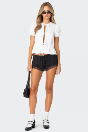 Edikted Rumi Lace Trim Shorts Black | USA BK632543I5