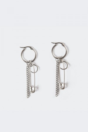 Edikted Safety First Earrings Silver | USA ZZ912681W2