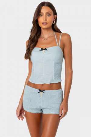Edikted Saffron Side Scrunched Corset Blue | USA CI170807Q7