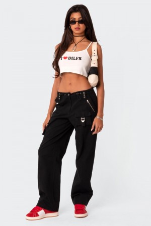 Edikted Saphire Low Rise Cargo Pants Black | USA JA688318K2
