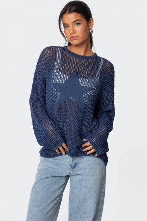 Edikted Seeing Stars Oversized Sweater Black | USA VZ773767W4