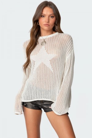 Edikted Seeing Stars Oversized Sweater Long Sleeve Tops Black | USA JY515551F7