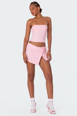 Edikted Selena Asymmetric Wrap Mini Skirts Black | USA BO649174Z2