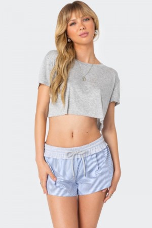 Edikted Seville Cropped T Shirt Crop Tops Black | USA LH630843T4