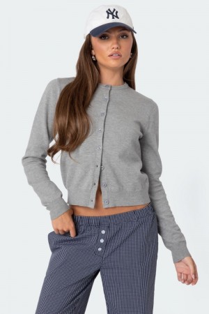 Edikted Shlo Knitted Cardigan Gray Melange | USA VB354195T0