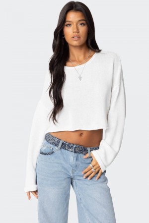 Edikted Shyrah Oversized Knit Long Sleeve Tops Navy | USA WV650175P1