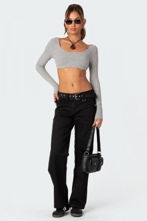 Edikted Sia Low-Rise Cargo Pants Black | USA GI242174Q6