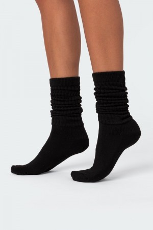 Edikted Slouchy Scrunch Socks Black | USA UH858195Q2