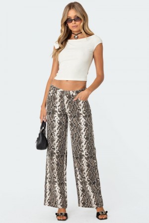 Edikted Snakescale Printed Low Rise Jeans Snake | USA JO368766Y1