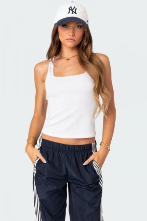 Edikted Square Neck Tank Top Black | USA CU442094L9
