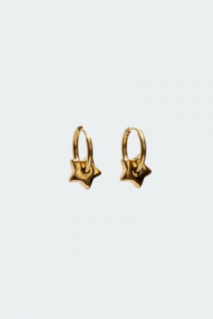 Edikted Star Charm Hoop Earrings Gold | USA QZ034013R1