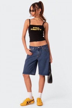 Edikted Still Pretty Tank Graphic Tops Black | USA DL512701S5