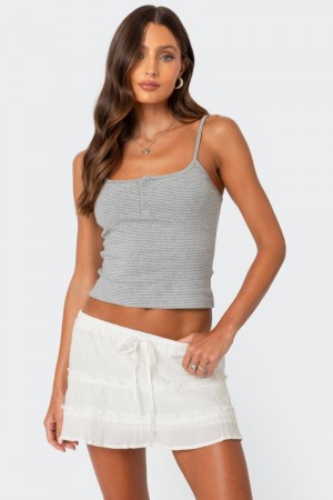 Edikted Striped Henley Tank Top Blue | USA EM516161P5
