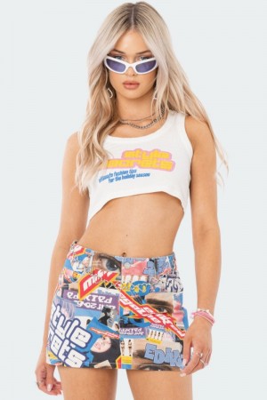 Edikted Style Secrets Crop Graphic Tops White | USA QT220572J6