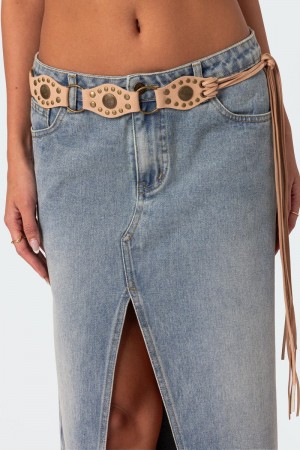 Edikted Suede Western Belts Tan | USA SD721902H0
