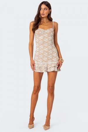 Edikted Tammi Lace Mini Dress White | USA QX929442T3