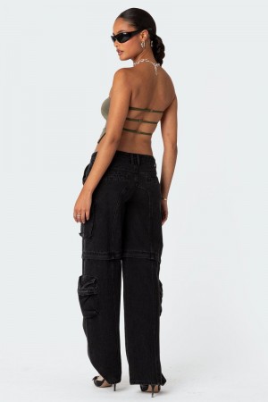 Edikted Tao Open Back Tube Strapless Tops Olive | USA DY762316T9
