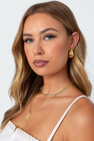 Edikted Textured Chunky Teardrop Earrings Gold | USA EV256495A7