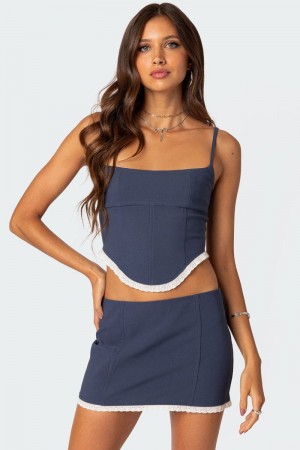 Edikted Thora Woven Lace Up Corset Cream | USA AP453995Q7