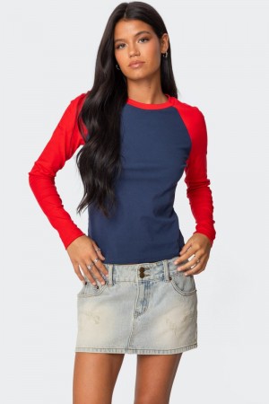 Edikted Tommi Raglan Long Sleeve T Shirts Gray And Black | USA HP844794T5