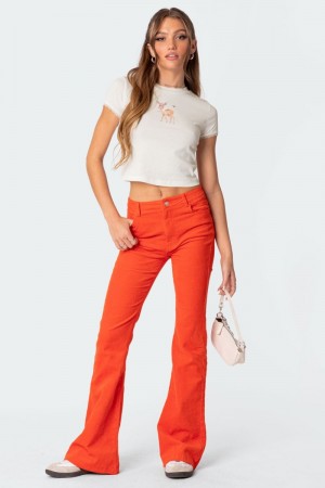 Edikted Tony Corduroy Flared Pants Bordu | USA ZB990779E9