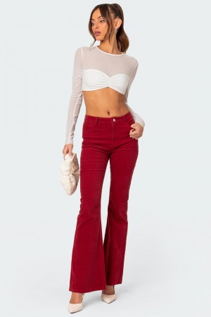 Edikted Tony Corduroy Flared Pants Bordu | USA HS021772Q8