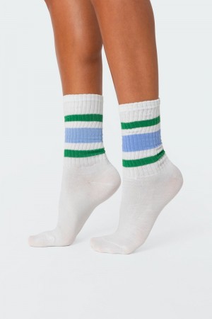 Edikted Triple Striped Socks White | USA II831753D5
