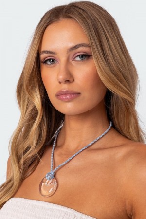 Edikted Twisted Cord Pendant Necklaces Light Blue | USA RO976017W2