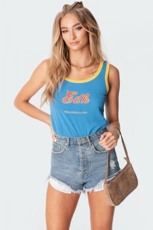 Edikted Unbreakable Tank Top Blue | USA XG440634Q3