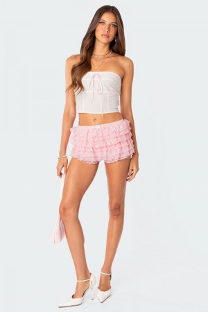 Edikted Unicorn Layered Ruffle Shorts Black | USA IT935513Q9