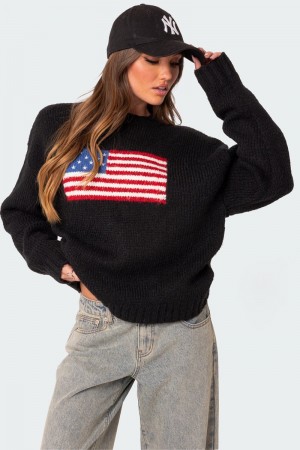 Edikted Usa Oversized Chunky Knit Sweater Black | USA ZC333833J4