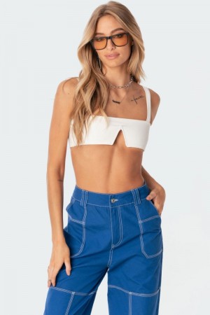Edikted Valeria V Crop Tops Black | USA BE527732N5